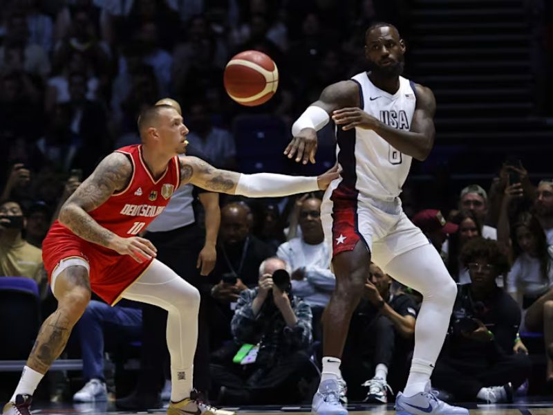 Team USA vs. Germany Basketball Exhibition: LeBron James Leads 92-88 Victory Ahead of 2024 Olympics